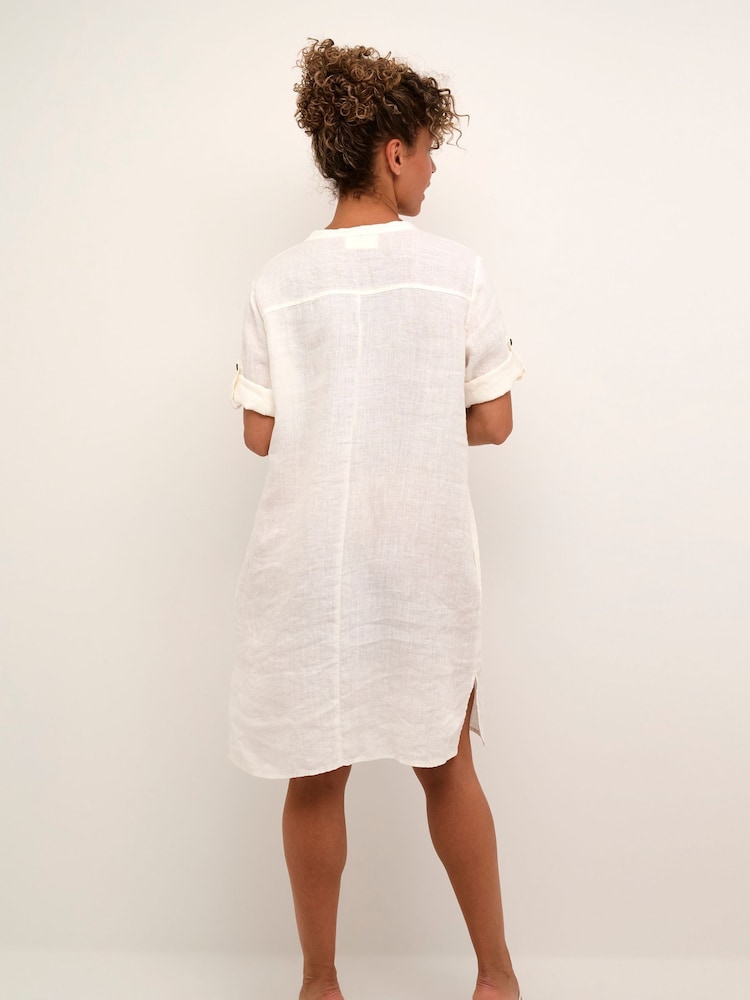 Cream Bellis 3/4 100% Linen Sleeves White Kaftan - Image 2 of 6