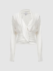 Reiss Ivory Laila Silk Draped Blouse - Image 2 of 5