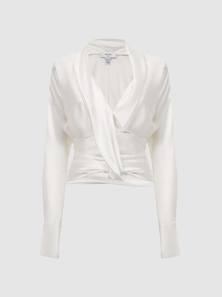 Reiss Ivory Laila Silk Draped Blouse - Image 2 of 5