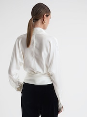 Reiss Ivory Laila Silk Draped Blouse - Image 4 of 5