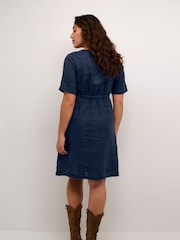 Cream Blue Bellis 100% Linen Dress - Image 2 of 6