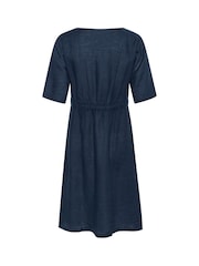 Cream Blue Bellis 100% Linen Dress - Image 6 of 6