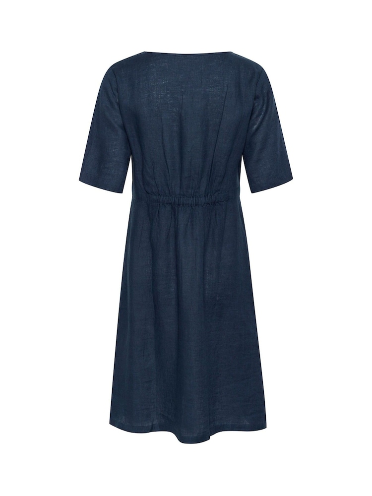 Cream Blue Bellis 100% Linen Dress - Image 6 of 6