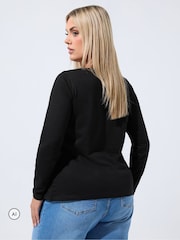 Yours Curve Black Limited Button Waist Detail Sweatshirt - Image 3 of 6