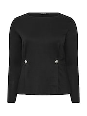 Yours Curve Black Limited Button Waist Detail Sweatshirt - Image 5 of 6