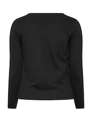 Yours Curve Black Limited Button Waist Detail Sweatshirt - Image 6 of 6