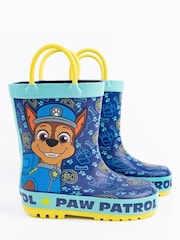 Vanilla Underground Blue Paw Patrol Boys Chase Graphic Wellington Boots with Handles - Image 1 of 5