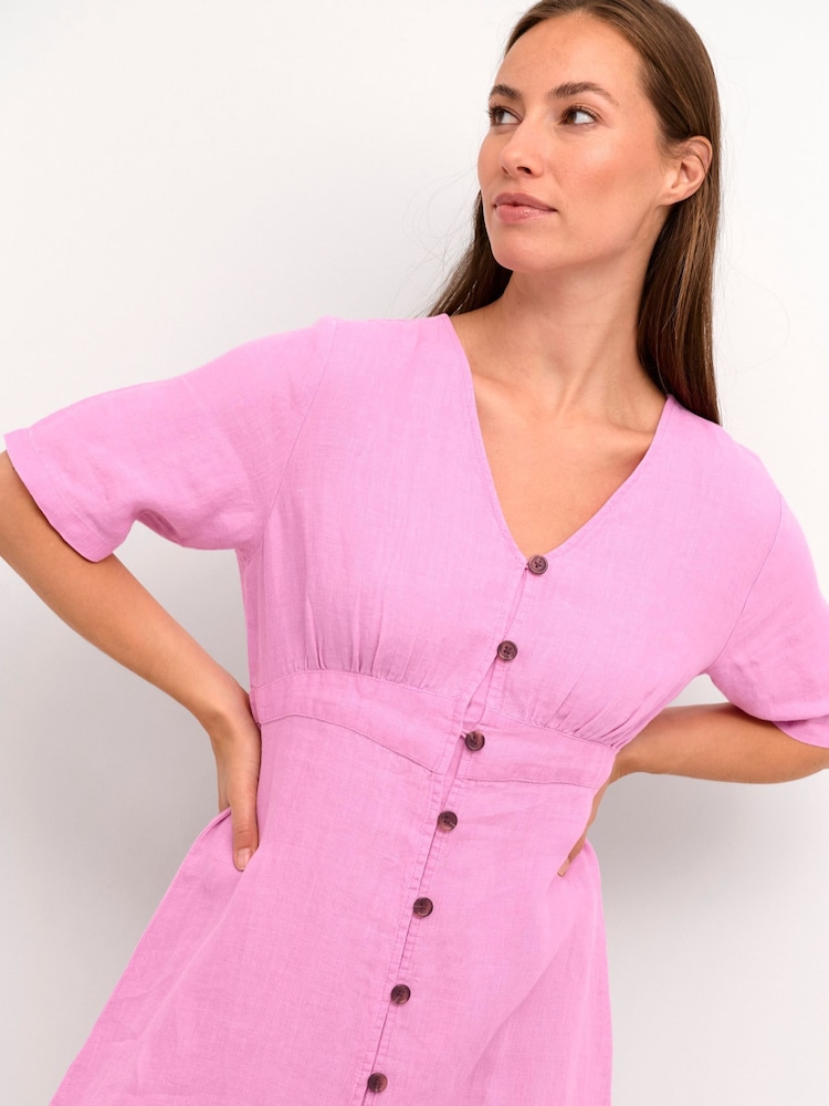 Cream Bellis 100% Linen Dress - Image 1 of 4