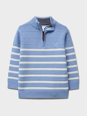 Голубой - Трикотажный топ в полоску с короткой молнией Crew Clothing - Изображение 1 3