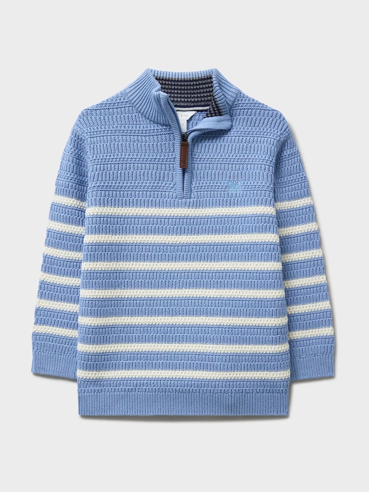 Голубой - Трикотажный топ в полоску с короткой молнией Crew Clothing - Изображение 1 3