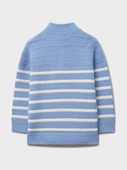 Голубой - Трикотажный топ в полоску с короткой молнией Crew Clothing - Изображение 2 3