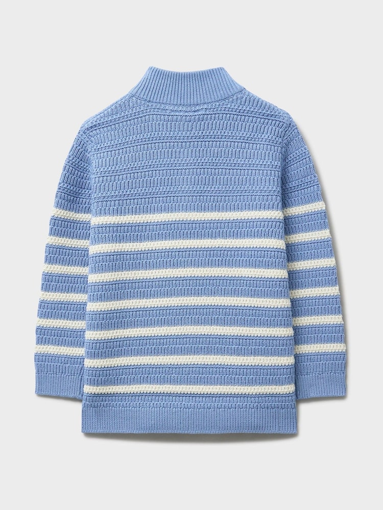 Голубой - Трикотажный топ в полоску с короткой молнией Crew Clothing - Изображение 2 3