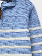 Голубой - Трикотажный топ в полоску с короткой молнией Crew Clothing - Изображение 3 3
