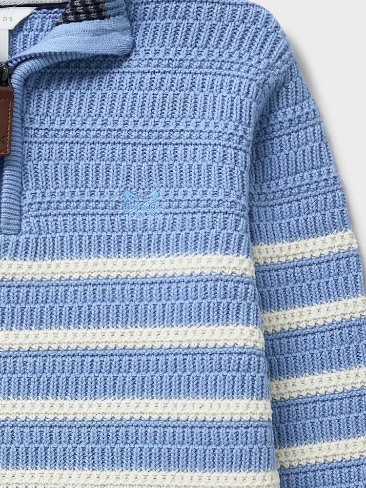 Голубой - Трикотажный топ в полоску с короткой молнией Crew Clothing - Изображение 3 3