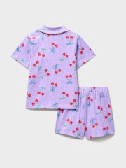 Crew Clothing Purple Cherry Print Cotton Pyjamas Shorts Set - Image 2 of 3