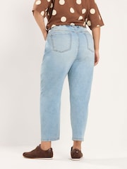 Yours Curve Light Blue Cotton Blend Barrel Leg Jeans - Image 3 of 6