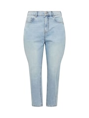 Yours Curve Light Blue Cotton Blend Barrel Leg Jeans - Image 5 of 6