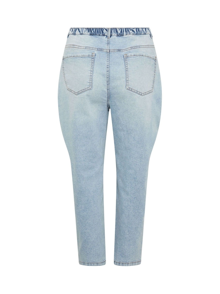 Yours Curve Light Blue Cotton Blend Barrel Leg Jeans - Image 6 of 6 Yours Curve Light Blue Cotton Blend Barrel Leg Jeans - Image 6 of 6