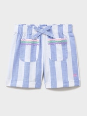 Crew Clothing Blue Woven Paperbag Shorts With Pocket Trim - Image 1 of 3