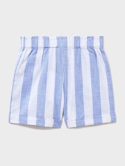 Crew Clothing Blue Woven Paperbag Shorts With Pocket Trim - Image 2 of 3