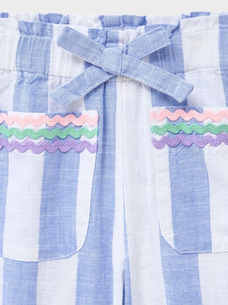 Crew Clothing Blue Woven Paperbag Shorts With Pocket Trim - Image 3 of 3
