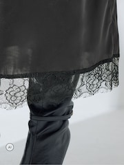 Yours Curve Black Limited Long Satin Hem Skirt - Image 5 of 7