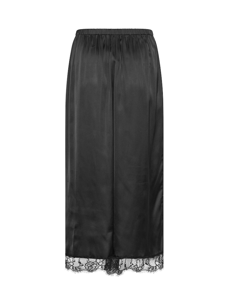 Yours Curve Black Limited Long Satin Hem Skirt - Image 7 of 7