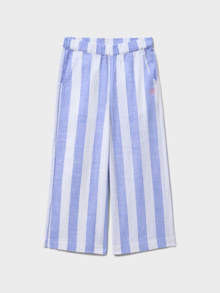 Crew Clothing Blue Striped Woven Trousers - Image 1 of 3 Crew Clothing Blue Striped Woven Trousers - Image 1 of 3