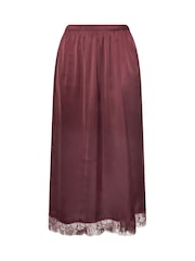 Yours Curve Red Limited Long Satin Hem Skirt - Image 5 of 6