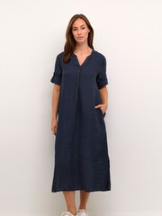 Cream Bellis 100% Linen Maxi Dress - Image 1 of 5