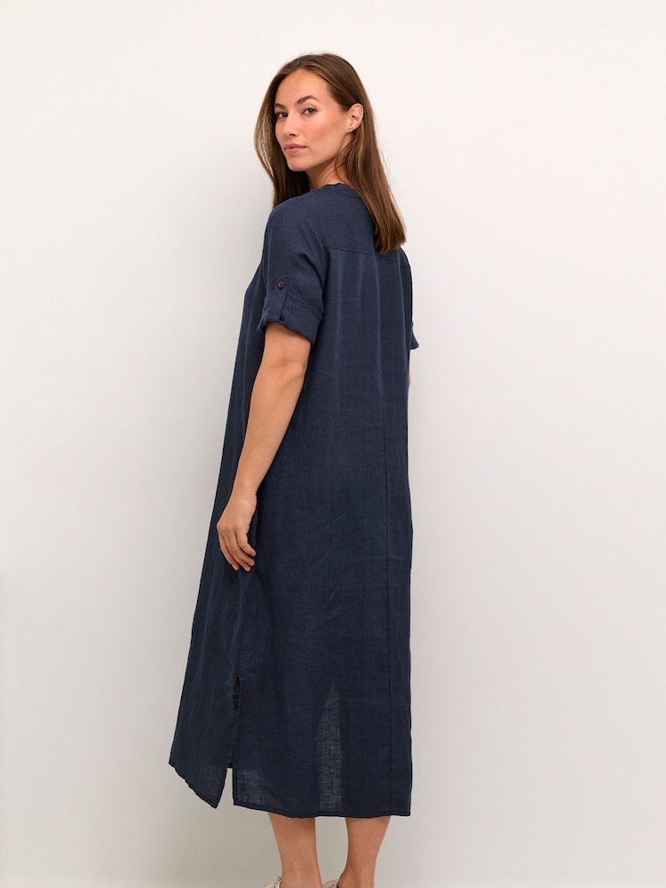 Cream Bellis 100% Linen Maxi Dress - Image 2 of 5