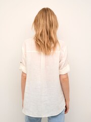 Cream Bellis 100% Linen Collared Short Sleeves White Shirt - Image 2 of 6