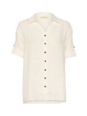 Cream Bellis 100% Linen Collared Short Sleeves White Shirt - Image 5 of 6
