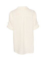 Cream Bellis 100% Linen Collared Short Sleeves White Shirt - Image 6 of 6