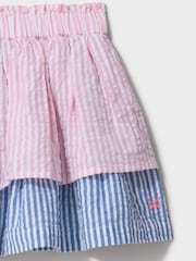 Crew Clothing Pink Mixed Stripe Tiered Skirt - Image 3 of 3