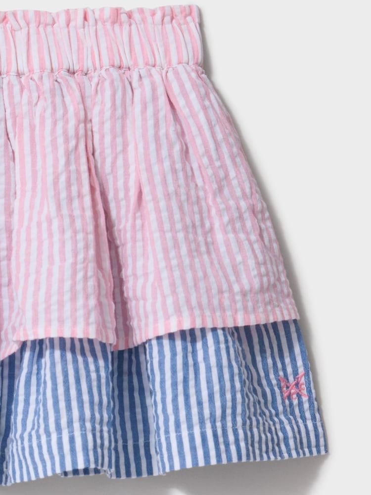 Crew Clothing Pink Mixed Stripe Tiered Skirt - Image 3 of 3 Crew Clothing Pink Mixed Stripe Tiered Skirt - Image 3 of 3