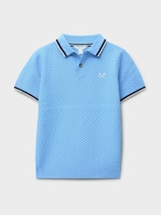 Azul claro - Crew Clothing Short Sleeve Knitted Polo Shirt - Imagen 1 de 3