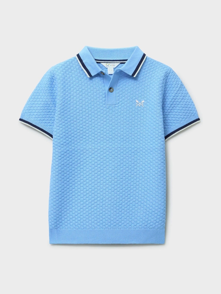 Azul claro - Crew Clothing Short Sleeve Knitted Polo Shirt - Imagen 1 de 3