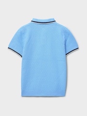 Azul claro - Crew Clothing Short Sleeve Knitted Polo Shirt - Imagen 2 de 3