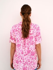 Cream Pink Bellis 100% Linen Collared Short Sleeve Shirt - Image 2 of 7