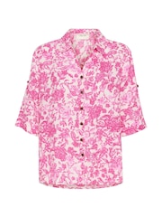 Cream Pink Bellis 100% Linen Collared Short Sleeve Shirt - Image 7 of 7
