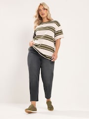 Yours Curve Black Cotton Blend Barrel Leg Jeans - Image 2 of 6