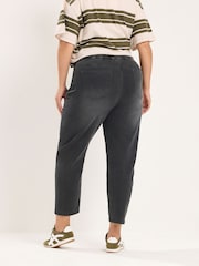 Yours Curve Black Cotton Blend Barrel Leg Jeans - Image 3 of 6
