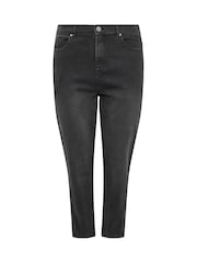 Yours Curve Black Cotton Blend Barrel Leg Jeans - Image 5 of 6