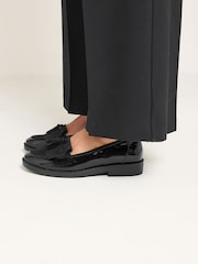 Yours Curve Black Faux Leather Fringed Tassel Loafers in Wide E Fit - Image 2 of 6