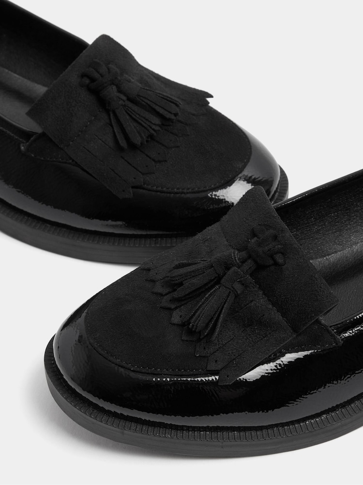 Yours Curve Black Faux Leather Fringed Tassel Loafers in Wide E Fit - Image 6 of 6 Yours Curve Black Faux Leather Fringed Tassel Loafers in Wide E Fit - Image 6 of 6
