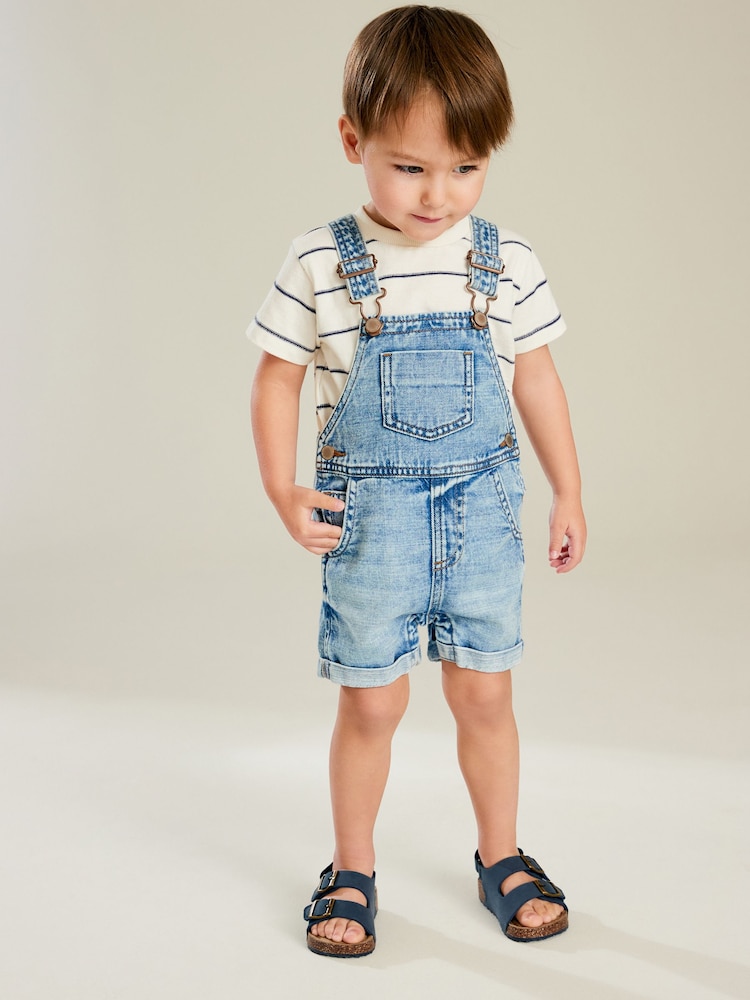 Light Wash 100% Cotton Denim Dungarees (3mths-7yrs) - Image 1 of 7