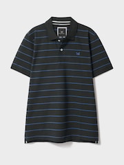 Crew Clothing Blue Waffle Stripe Cotton Polo Shirt - Image 5 of 5
