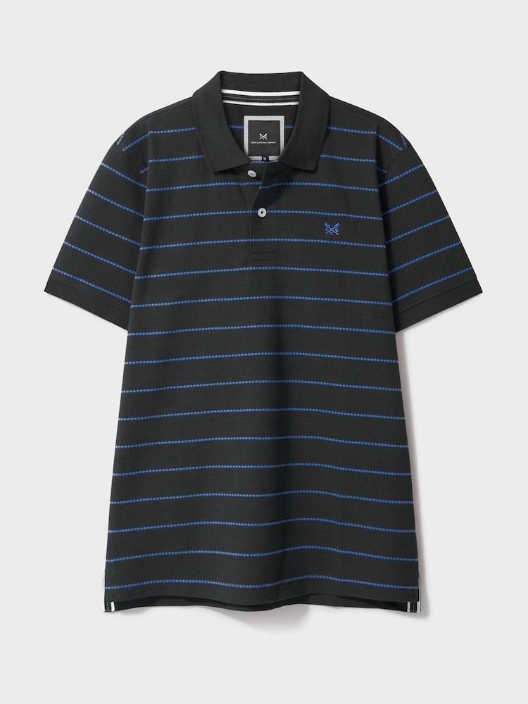 Crew Clothing Blue Waffle Stripe Cotton Polo Shirt - Image 5 of 5 Crew Clothing Blue Waffle Stripe Cotton Polo Shirt - Image 5 of 5