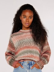 Apricot Pink Chunky Knit Multi Colour Jumper - Image 1 of 4